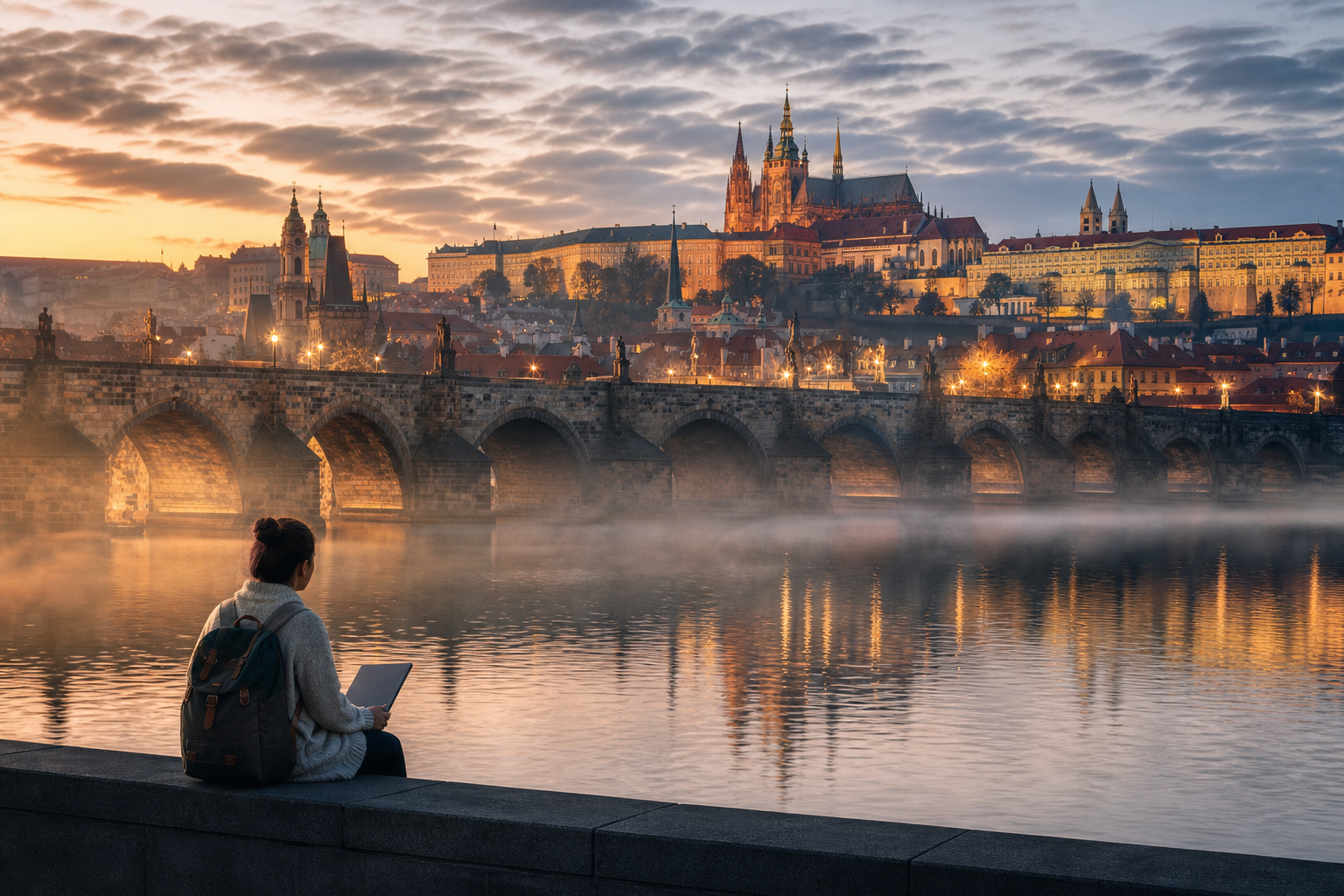 Czech Republic โ Charles Bridge with Prague Castle and St Vitus Cathedral