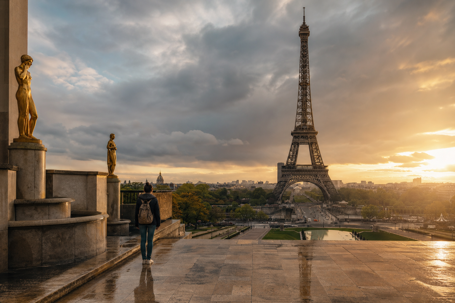 France — Eiffel Tower from Trocadéro gardens