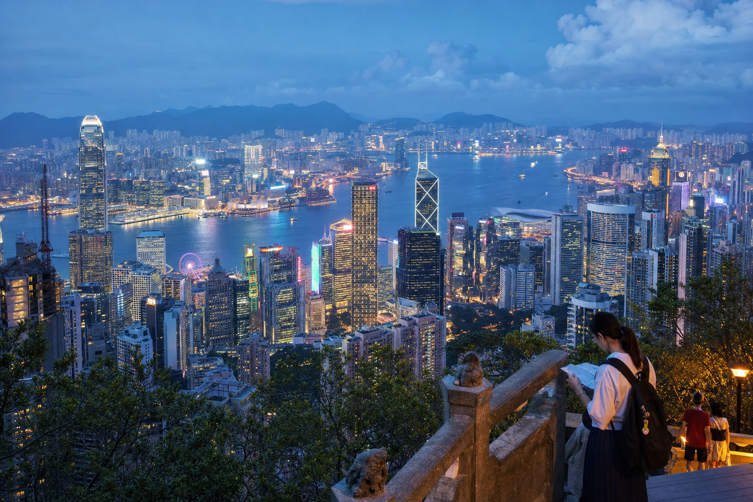 Hong Kong — Victoria Peak view over Hong Kong skyline and Victoria Harbour