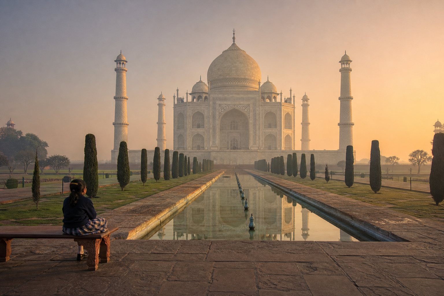 India — Taj Mahal white marble dome and minarets