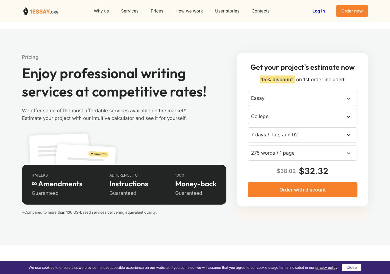 1Essay order form / price calculator