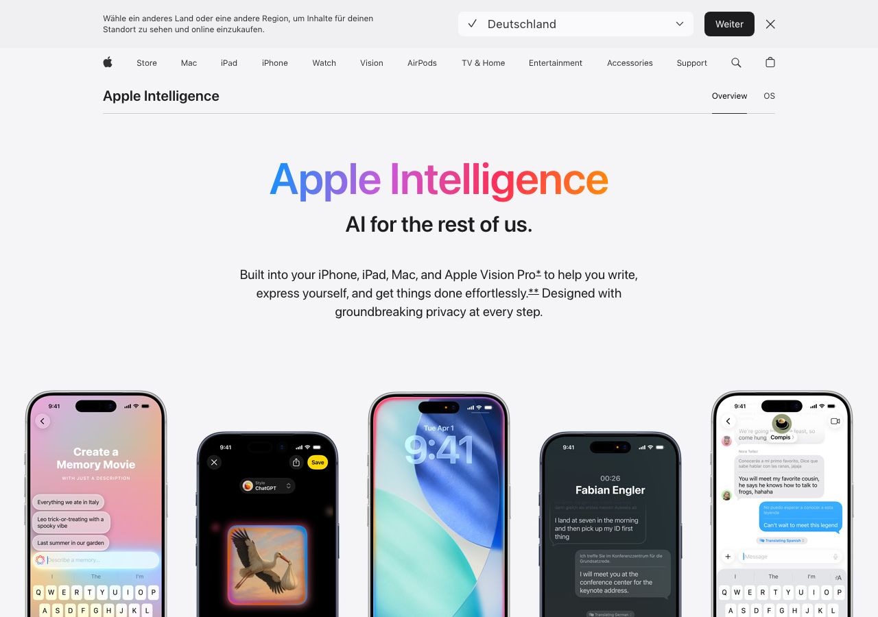 Apple Intelligence interface