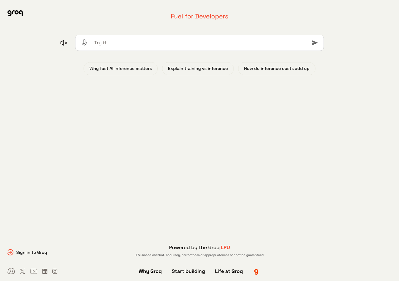 Groq Chat interface