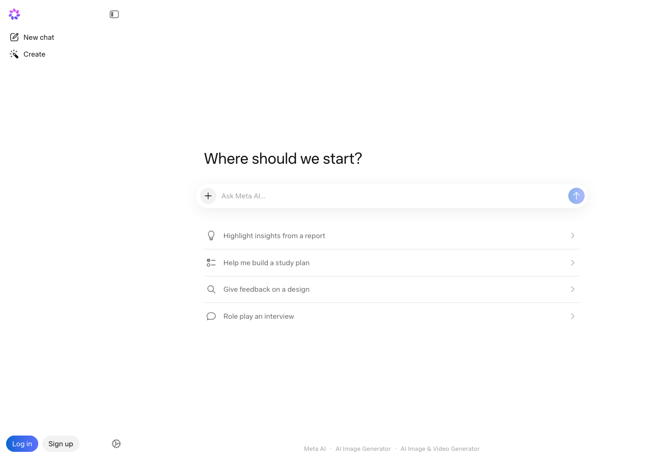 Meta AI interface