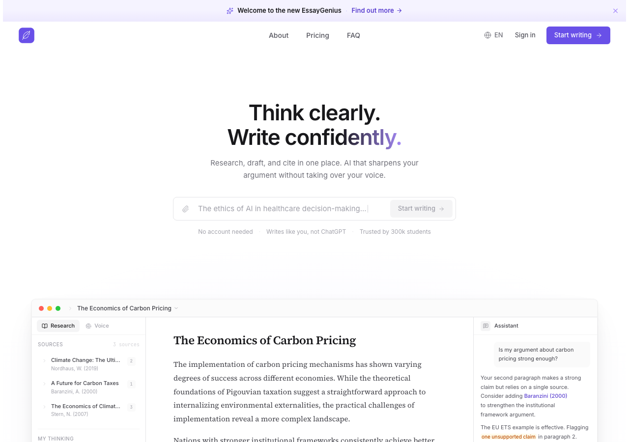 EssayGenius interface