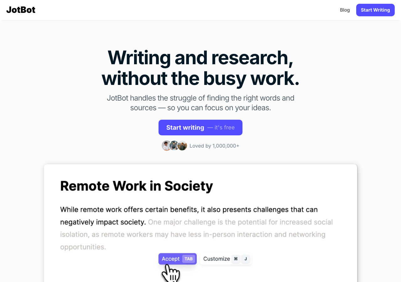 JotBot interface