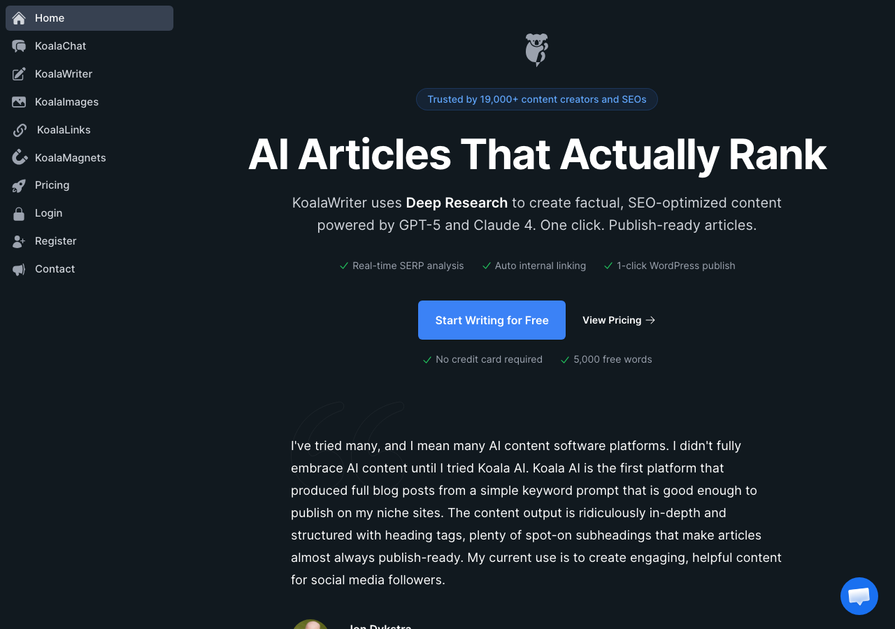 Koala AI interface