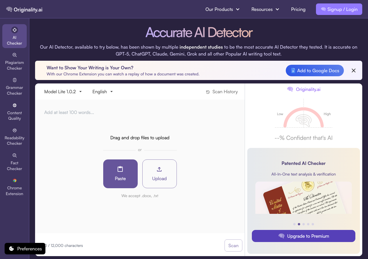 Originality.ai interface