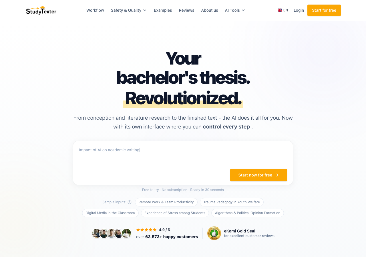 StudyTexter interface