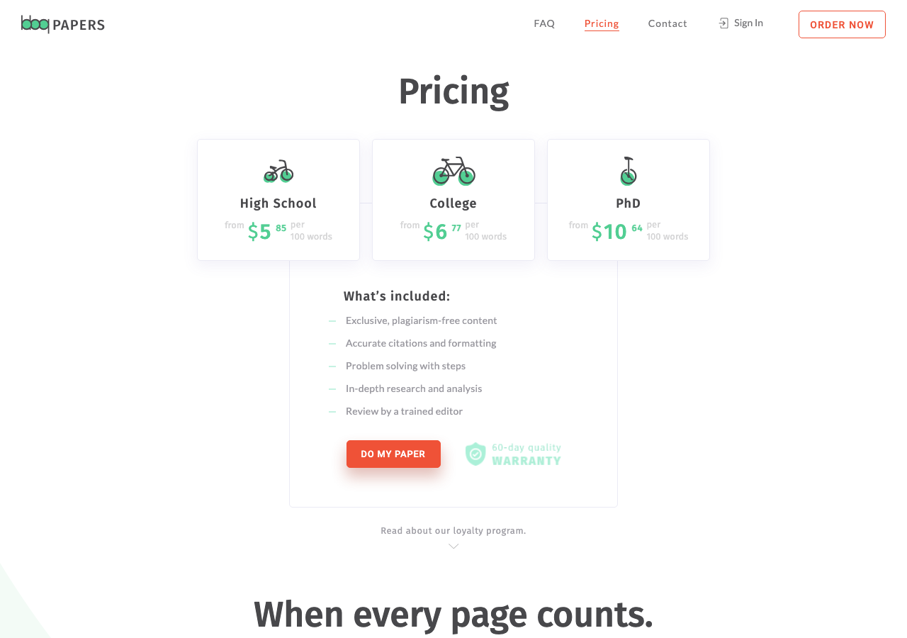 BBQPapers order form / price calculator