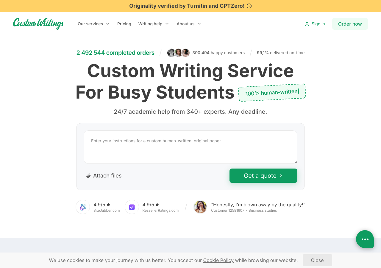 CustomWritings homepage