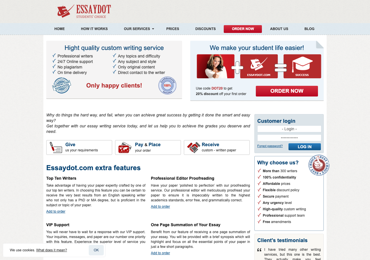 EssayDot homepage