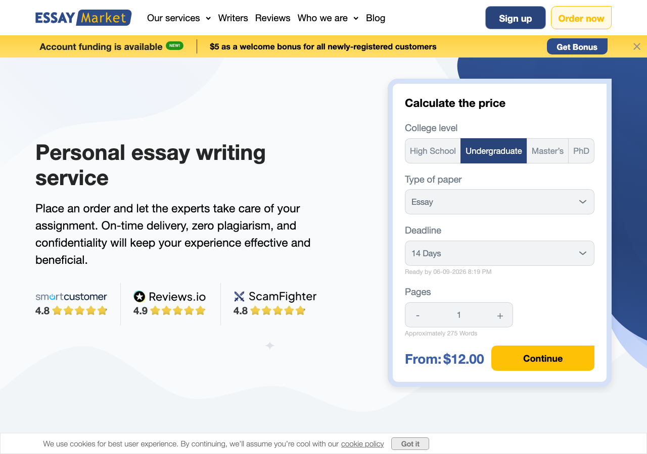 EssayMarket homepage