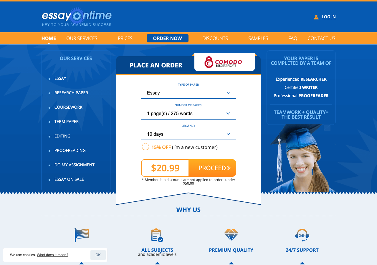 EssayOnTime homepage