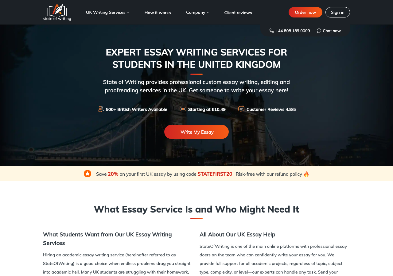 EssayState homepage