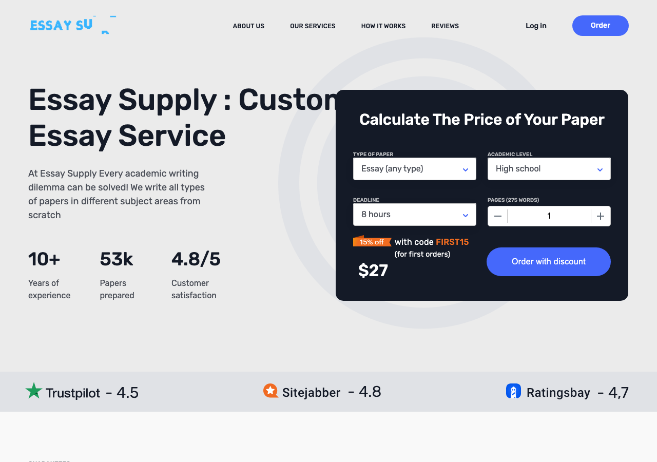 EssaySupply homepage