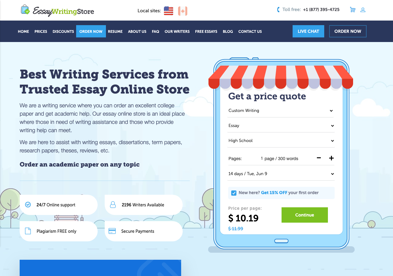 EssayWritingStore homepage