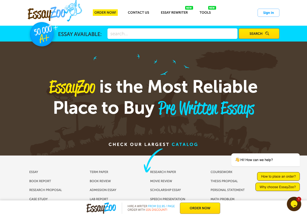 EssayZoo homepage