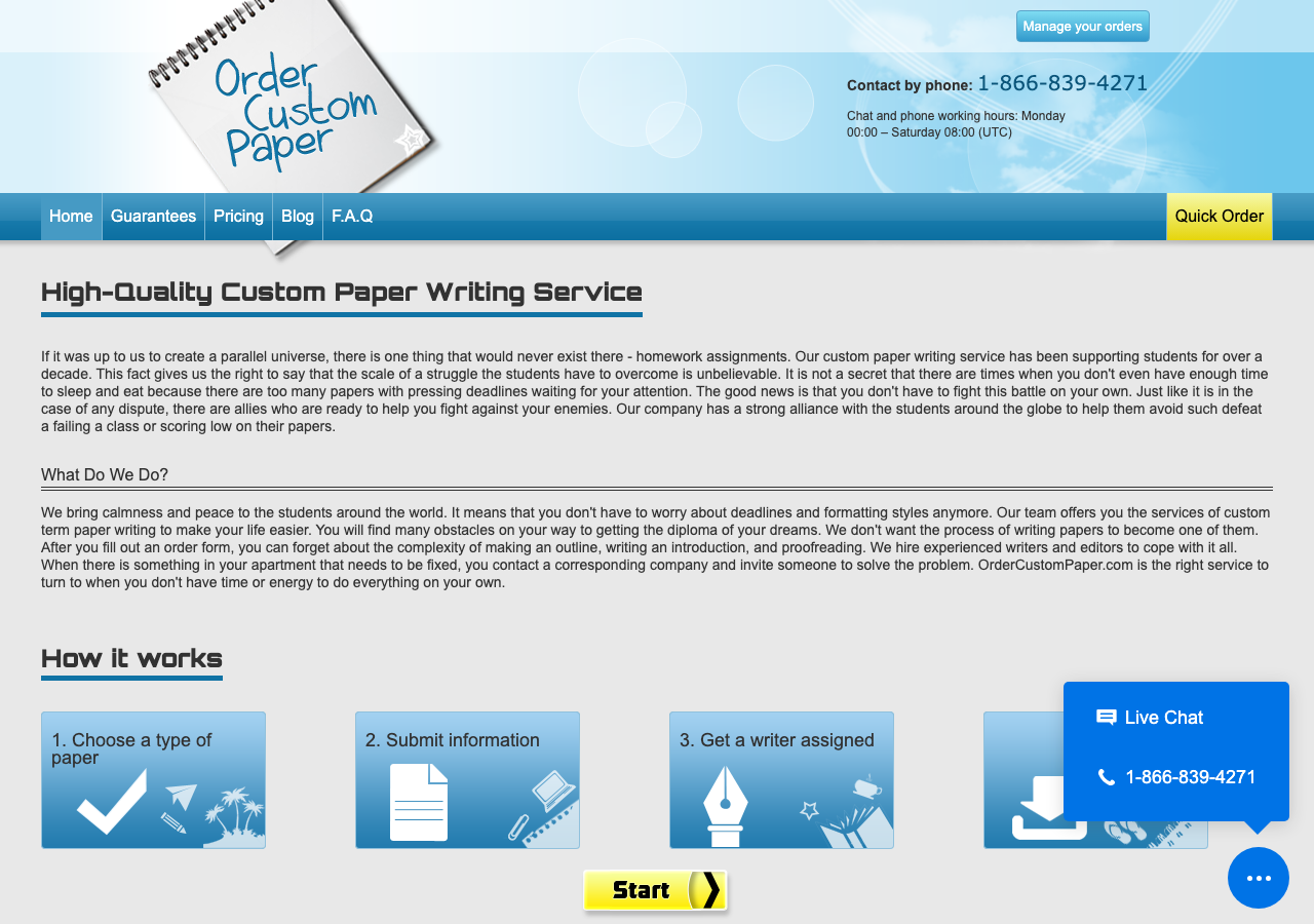 OrderCustomPaper homepage