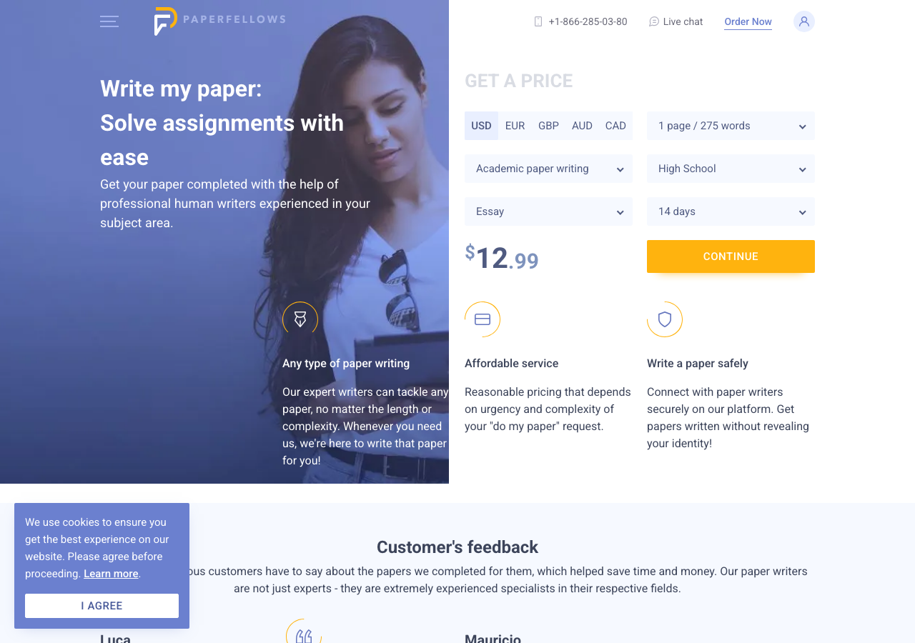 PaperFellows homepage