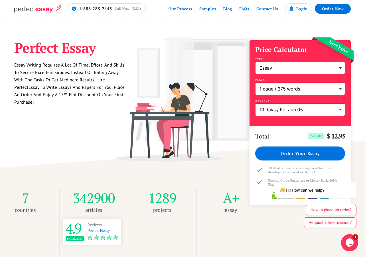 PerfectEssay homepage