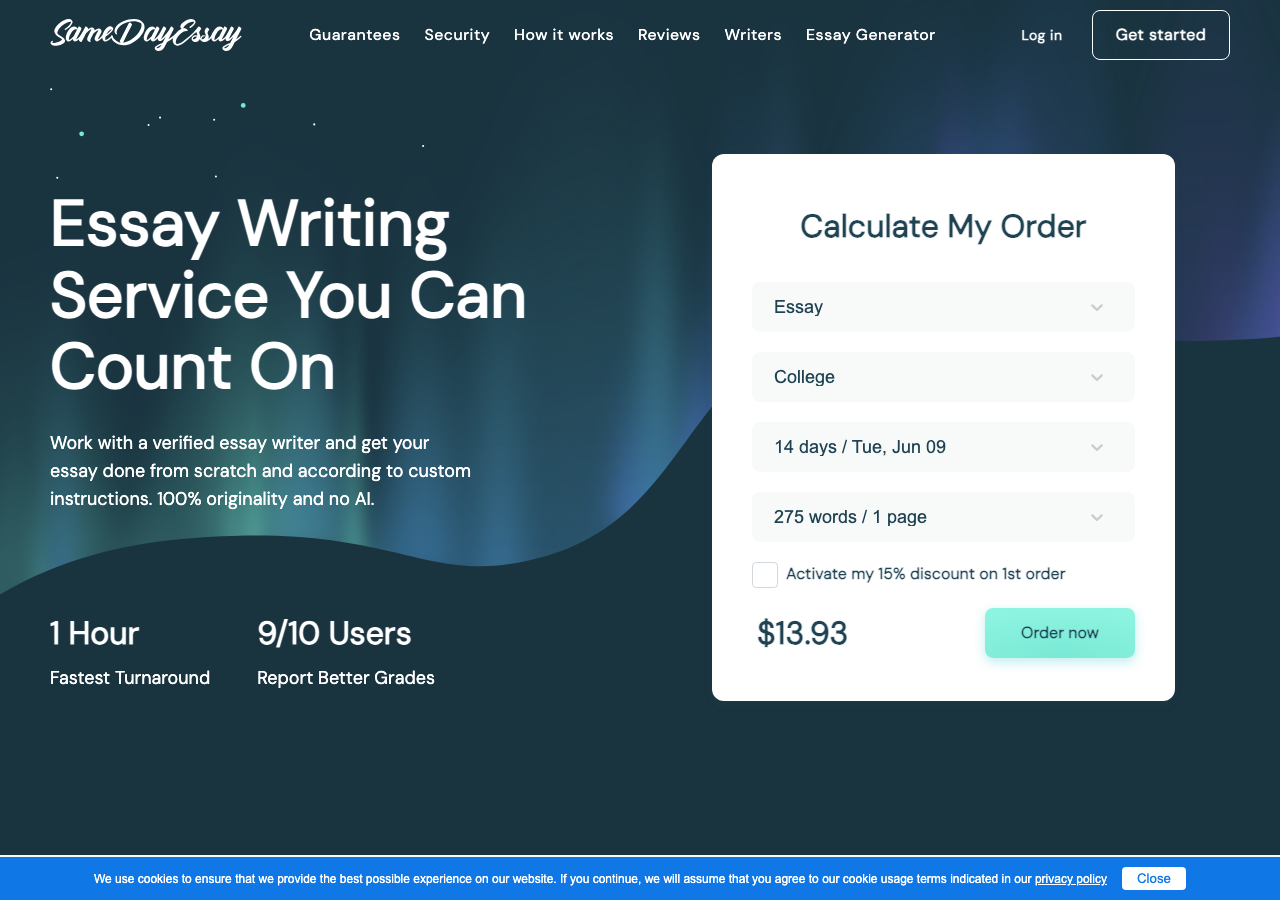 SameDayEssay homepage