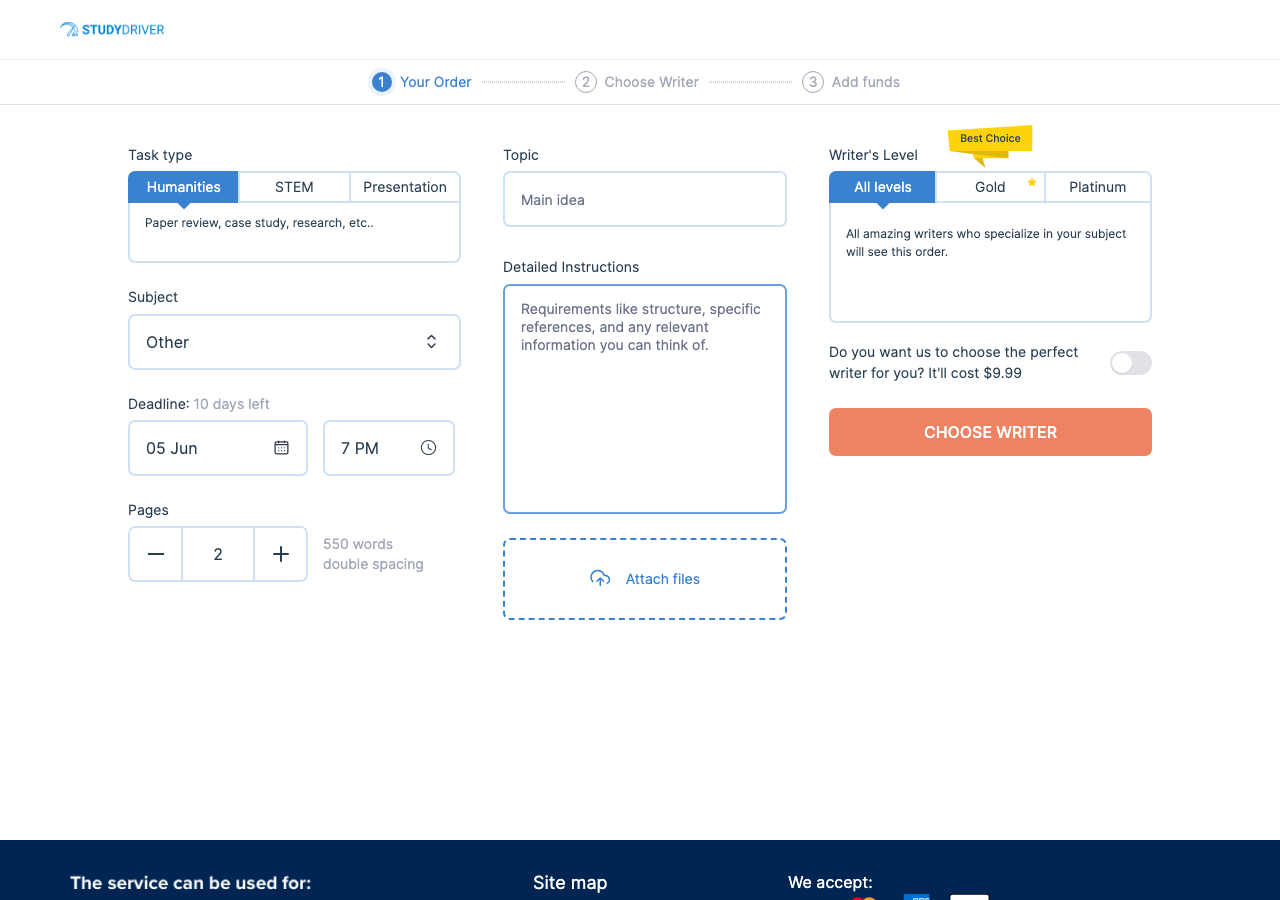 StudyDriver order form / price calculator