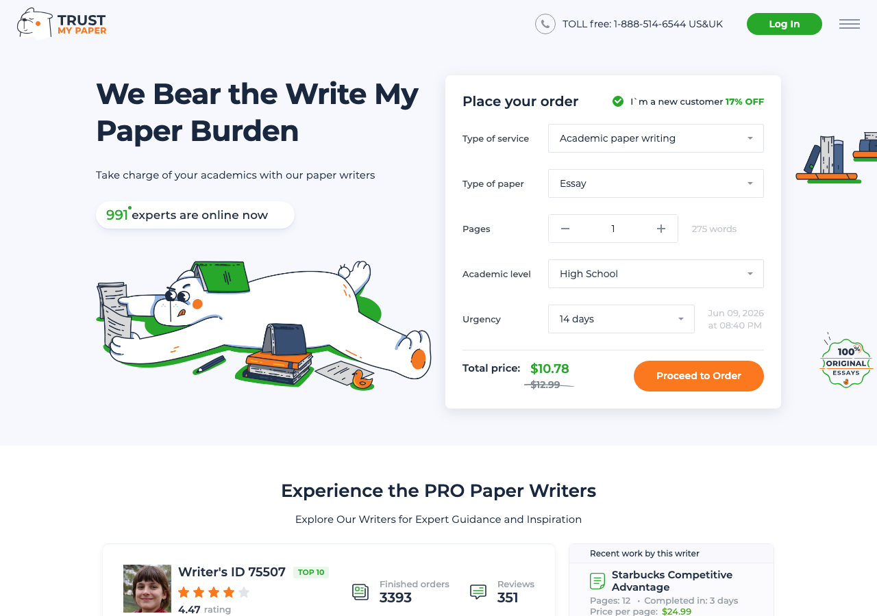 TrustMyPaper order form / price calculator