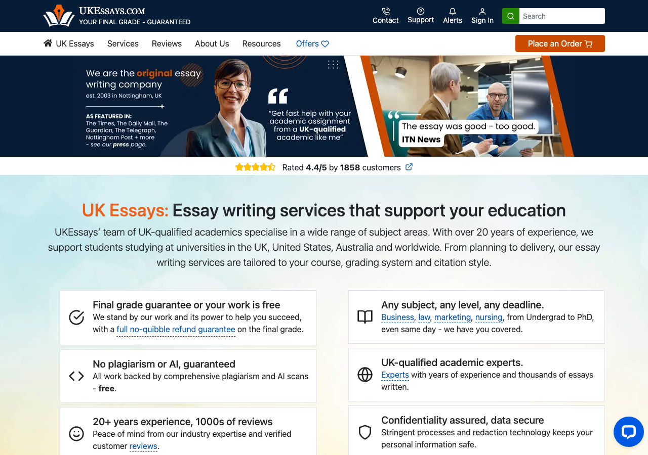UKEssays order form / price calculator