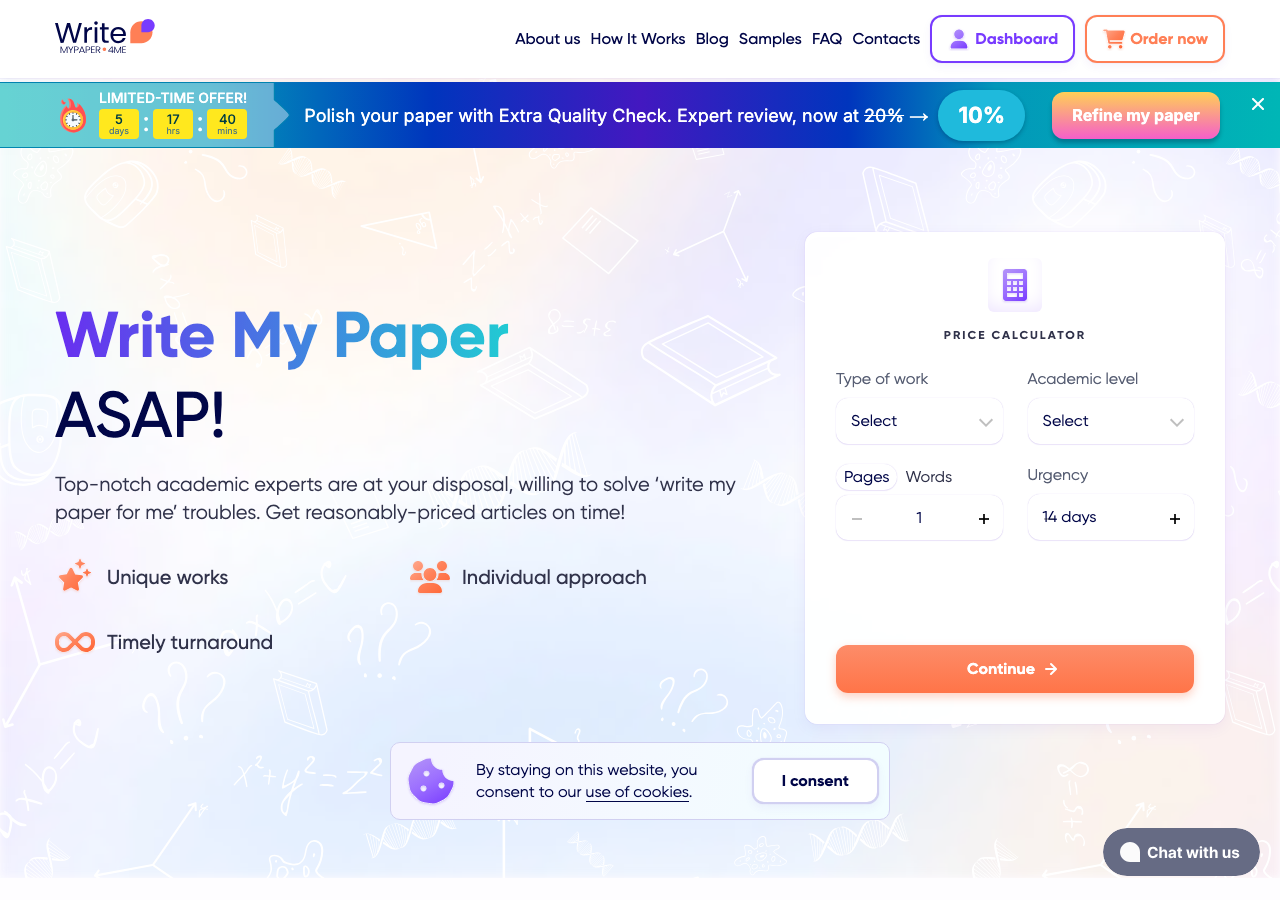 WriteMyPaper4Me homepage